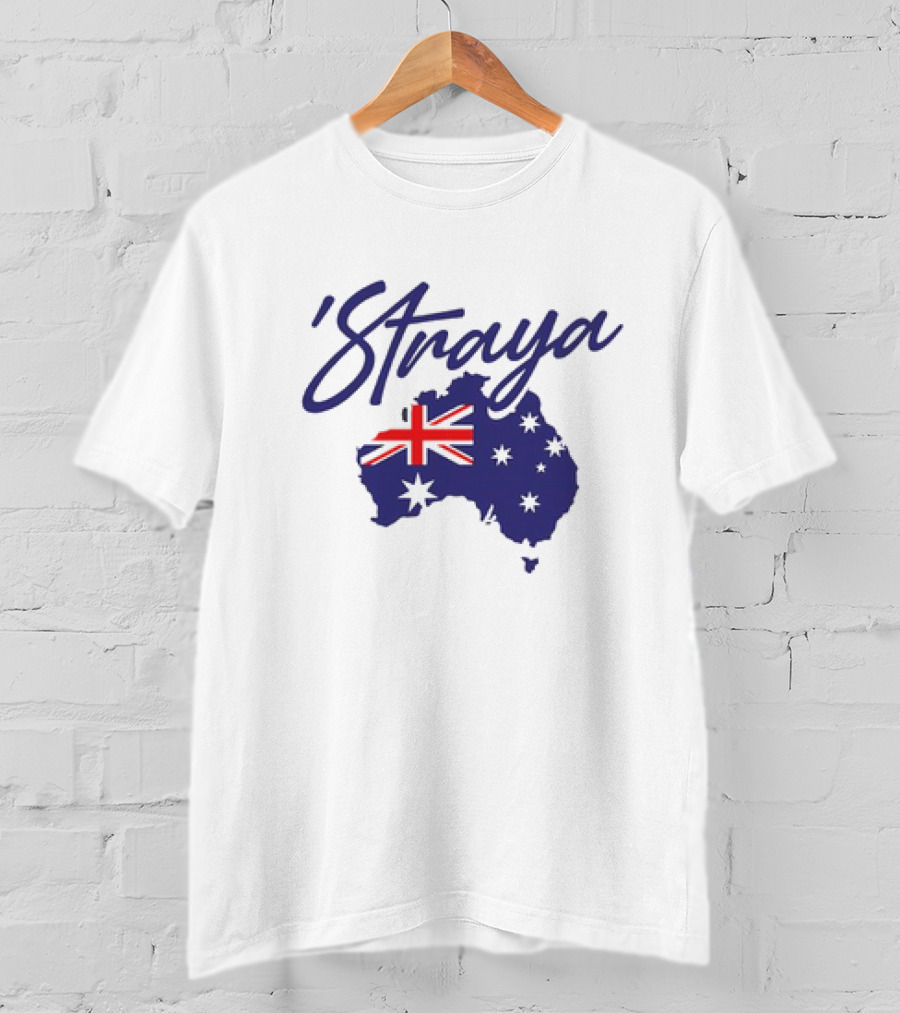Straya Aussie Map With Australian Flag And Stars T-Shirt