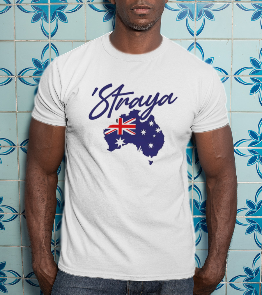 Straya Aussie Map With Australian Flag And Stars T-Shirt