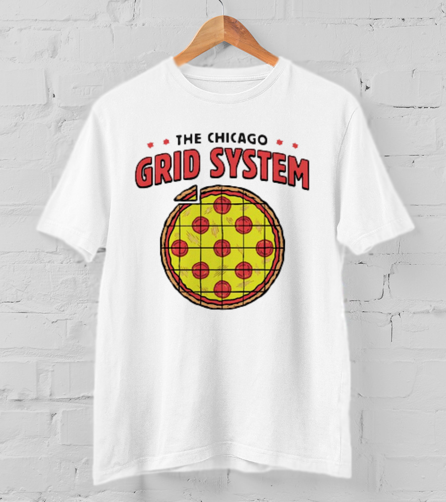 The Chicago Grid System Pizza Slice T-Shirt