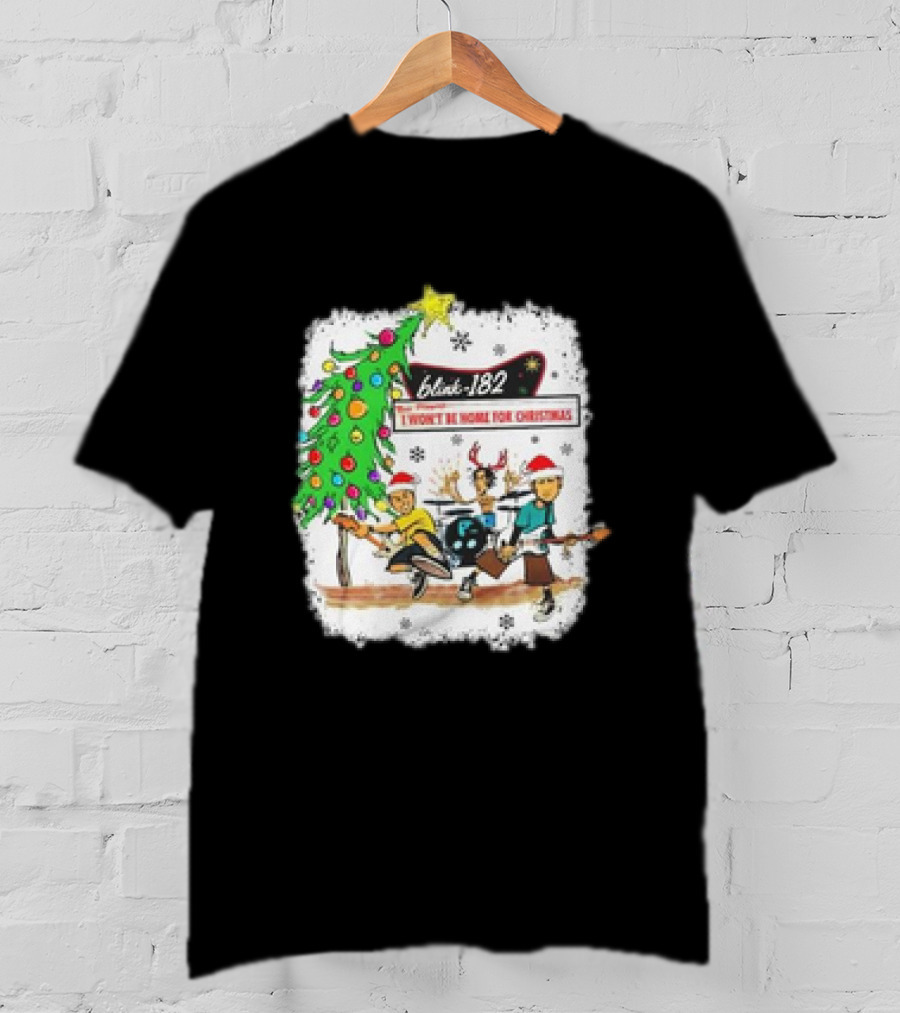 Blink-182 I Won’t Be Home For Christmas Snowflakes Tree Reindeer Band Playing T-Shirt