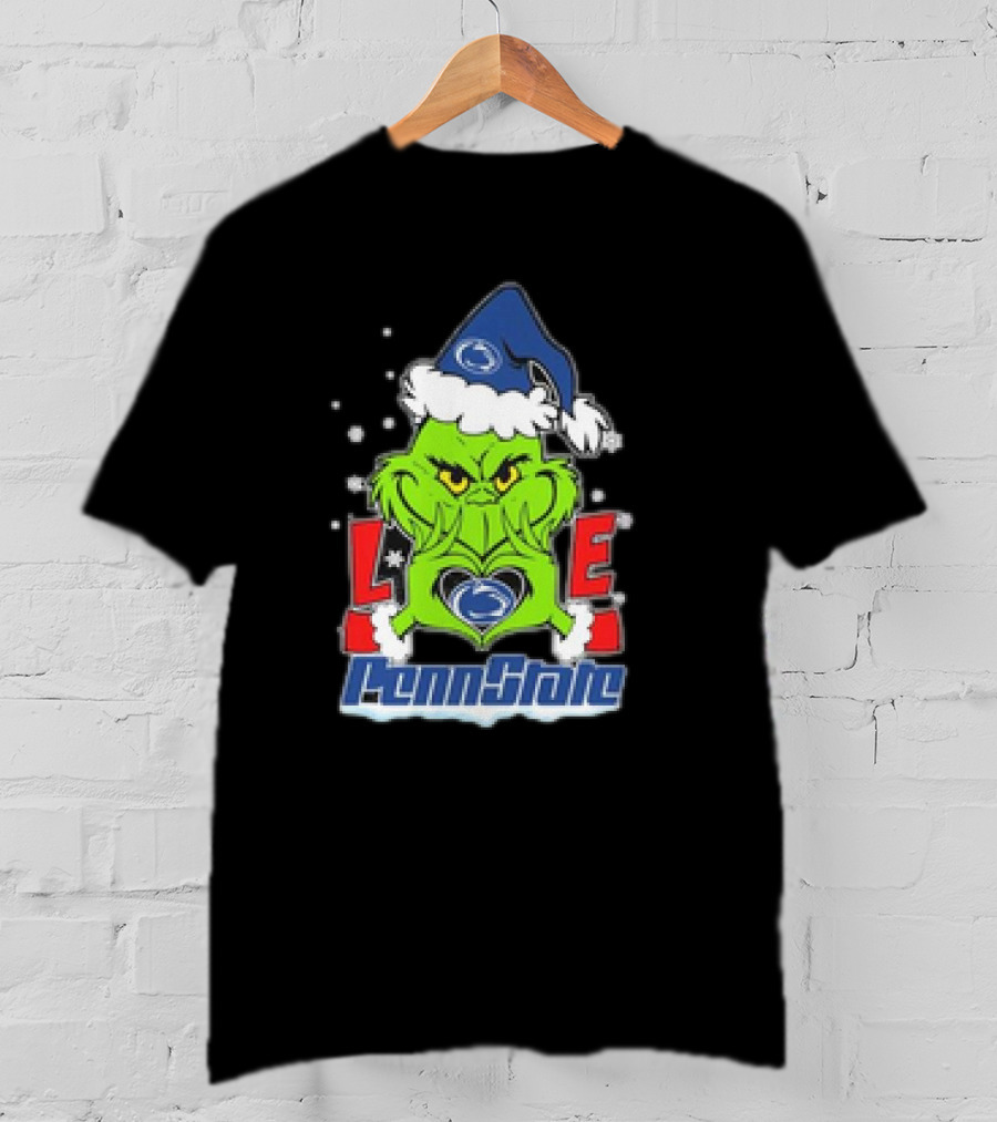 Grinch Hand Love Penn State Christmas Nittany Lions T-Shirt