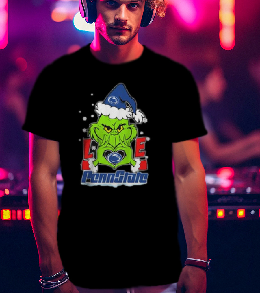 Grinch Hand Love Penn State Christmas Nittany Lions T-Shirt