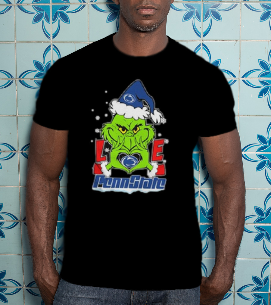 Grinch Hand Love Penn State Christmas Nittany Lions T-Shirt