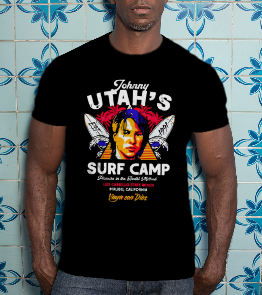 Johnny Utah's Surf Camp Bodhi Method Leo Carillo State Beach Malibu Vaya Con Dios 1991 T-Shirt