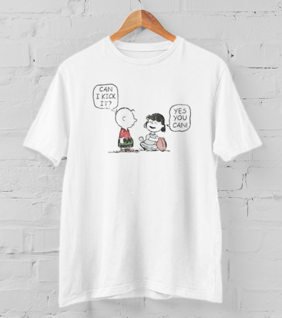 Charlie Brown And Lucy Can I Kick It Yes You Can Football Scene T-Shirt