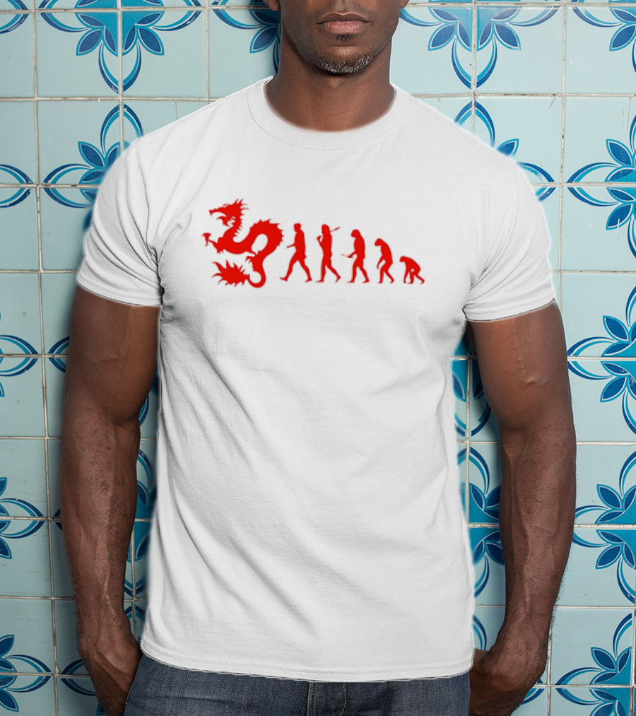 Dean Blunt Evolution With Red Dragon And Human Figures Progression T-Shirt