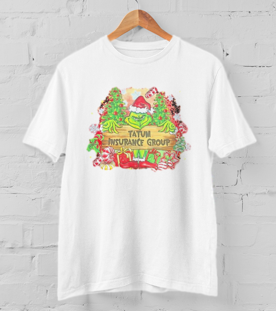 Grinch Tatum Insurance Group Christmas Candy Cane Trees T-Shirt