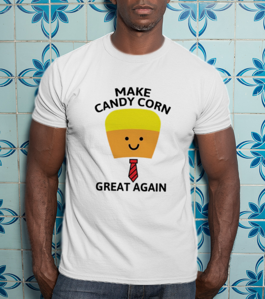MAKE CANDY CORN GREAT AGAIN Candy Corn Face With Yellow Hair And Red Tie T-Shirt