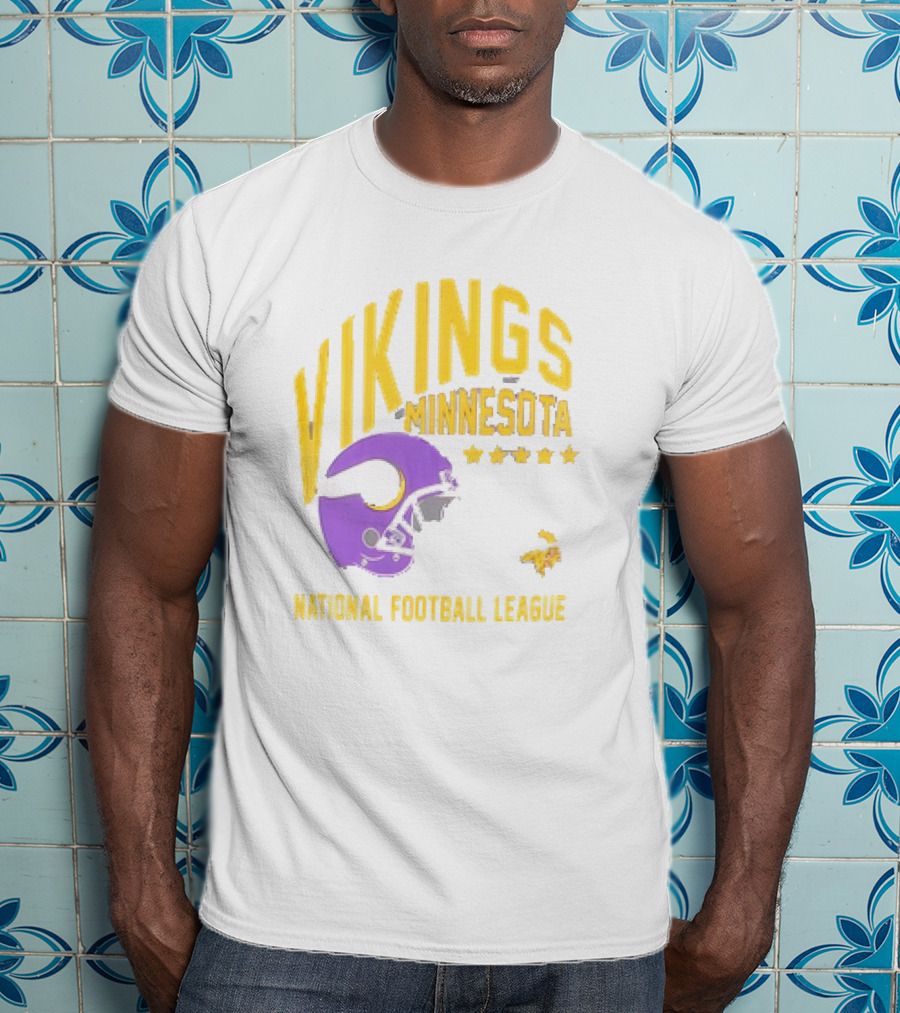 Minnesota Vikings National Football League Helmet Stars T-Shirt