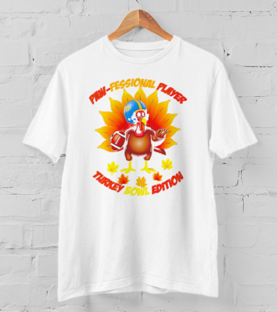 Paw-fessional Player Turkey Bowl Edition Football Helmet Maple Leaves T-Shirt