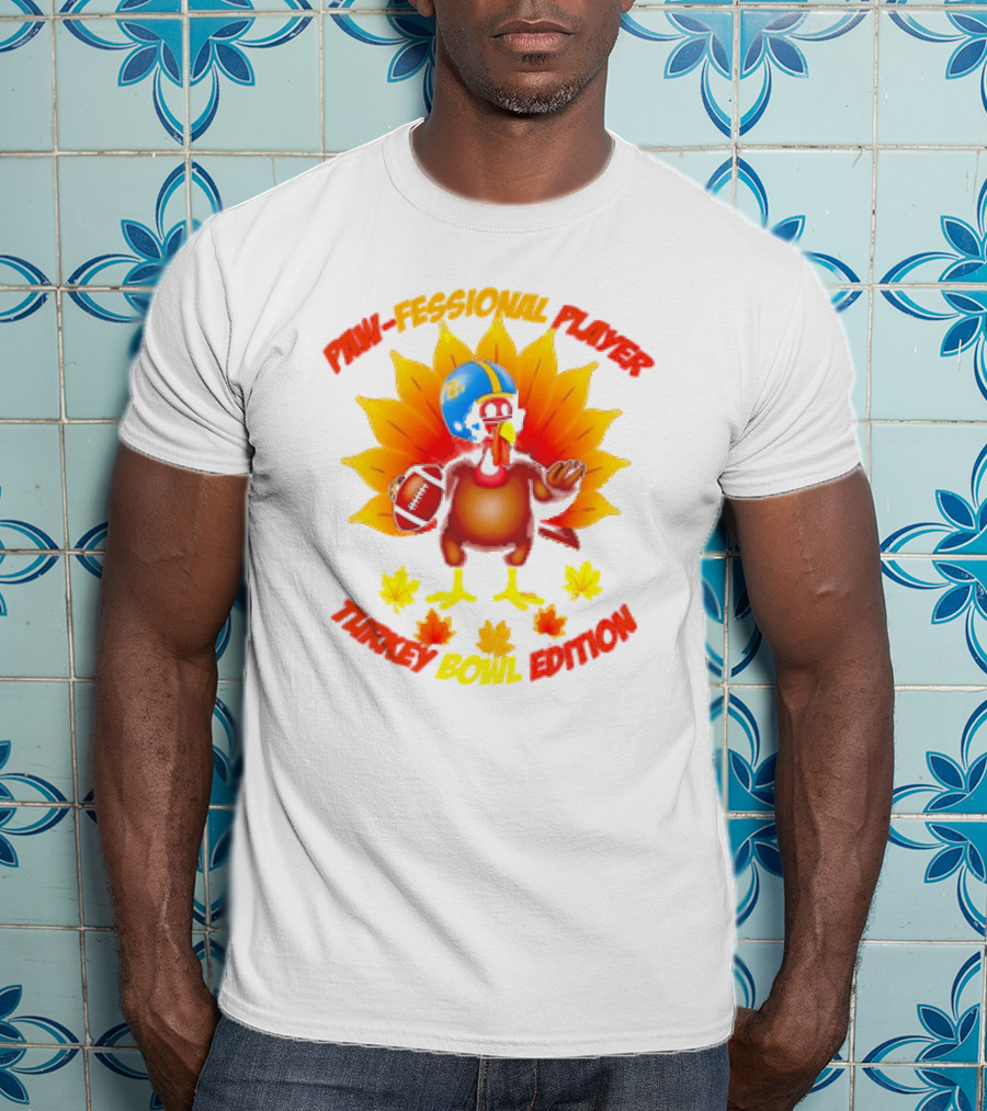 Paw-fessional Player Turkey Bowl Edition Football Helmet Maple Leaves T-Shirt