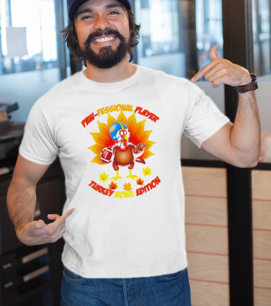Paw-fessional Player Turkey Bowl Edition Football Helmet Maple Leaves T-Shirt
