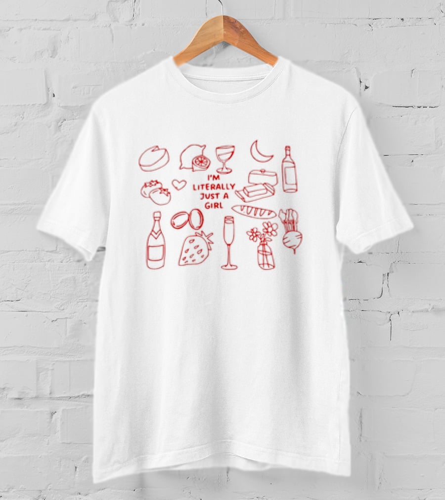 I'm Literally Just A Girl With Wine, Cheese, And Strawberries T-Shirt