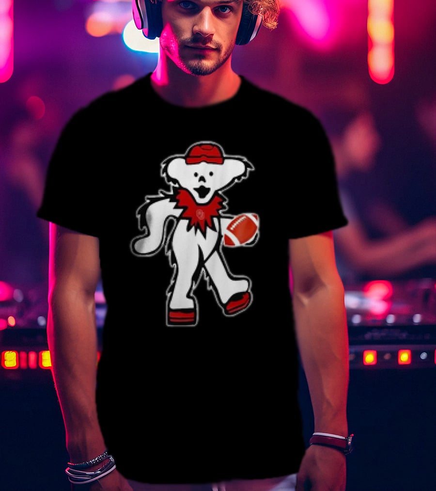 Grateful Dead X Oklahoma Sooners Dancing Bear Football T-Shirt