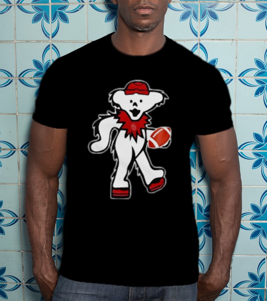 Grateful Dead X Oklahoma Sooners Dancing Bear Football T-Shirt