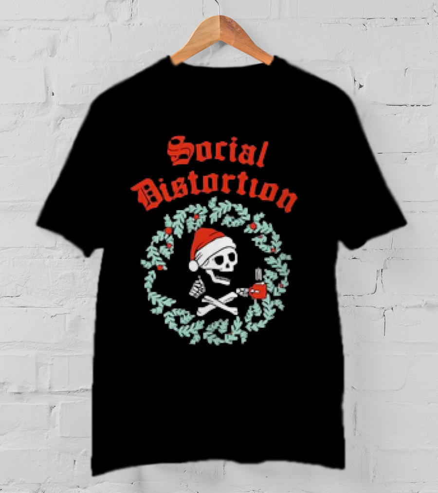 Social Distortion Skelly Wreath Santa Christmas Skeleton T-Shirt