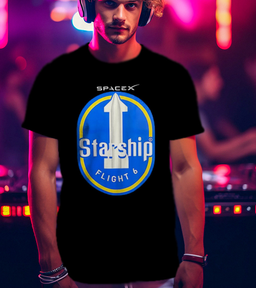 SpaceX Starship Flight 6 Emblem With Rocket T-Shirt