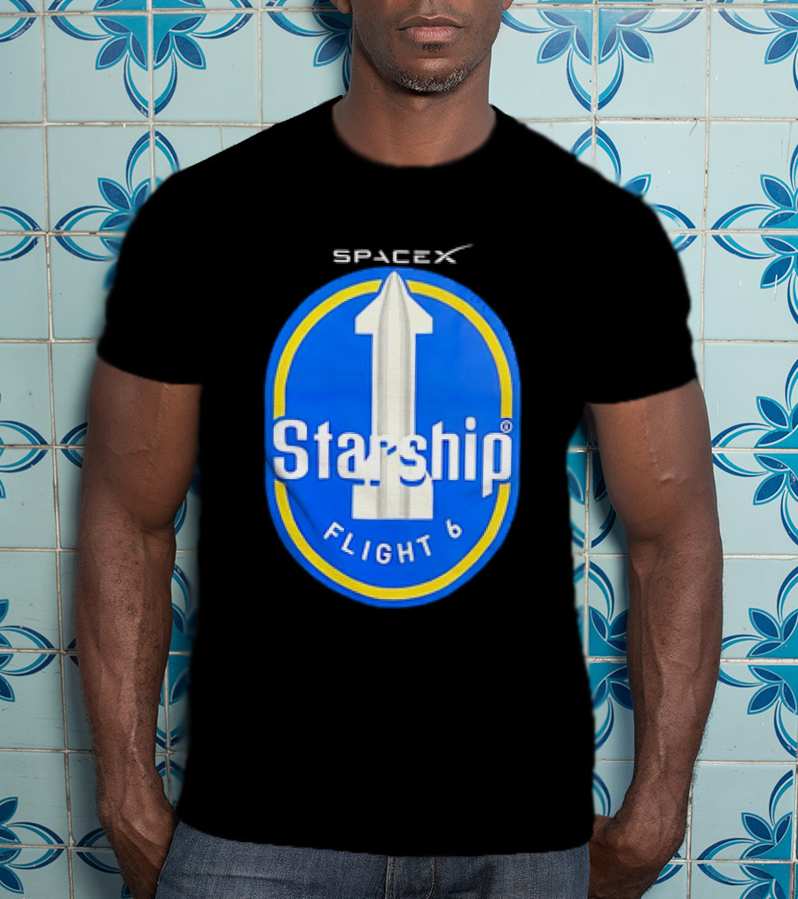 SpaceX Starship Flight 6 Emblem With Rocket T-Shirt