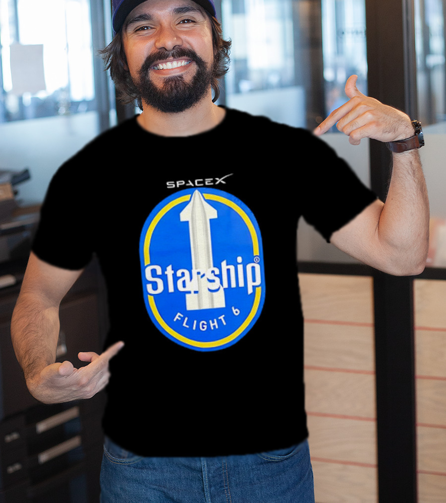 SpaceX Starship Flight 6 Emblem With Rocket T-Shirt