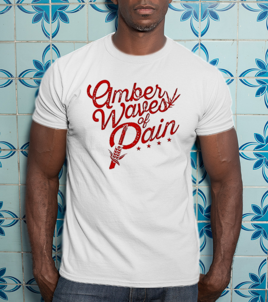 Amber Waves Of Pain Farm Style Red Barn And Wheat T-Shirt
