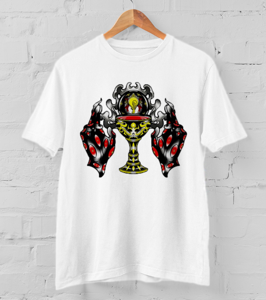 Chalice Hands Classic Red And Black Flame T-Shirt