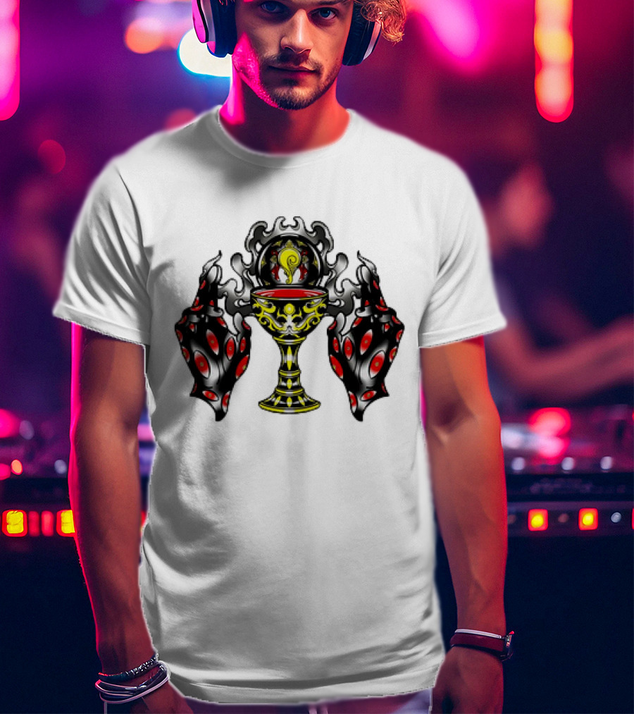 Chalice Hands Classic Red And Black Flame T-Shirt