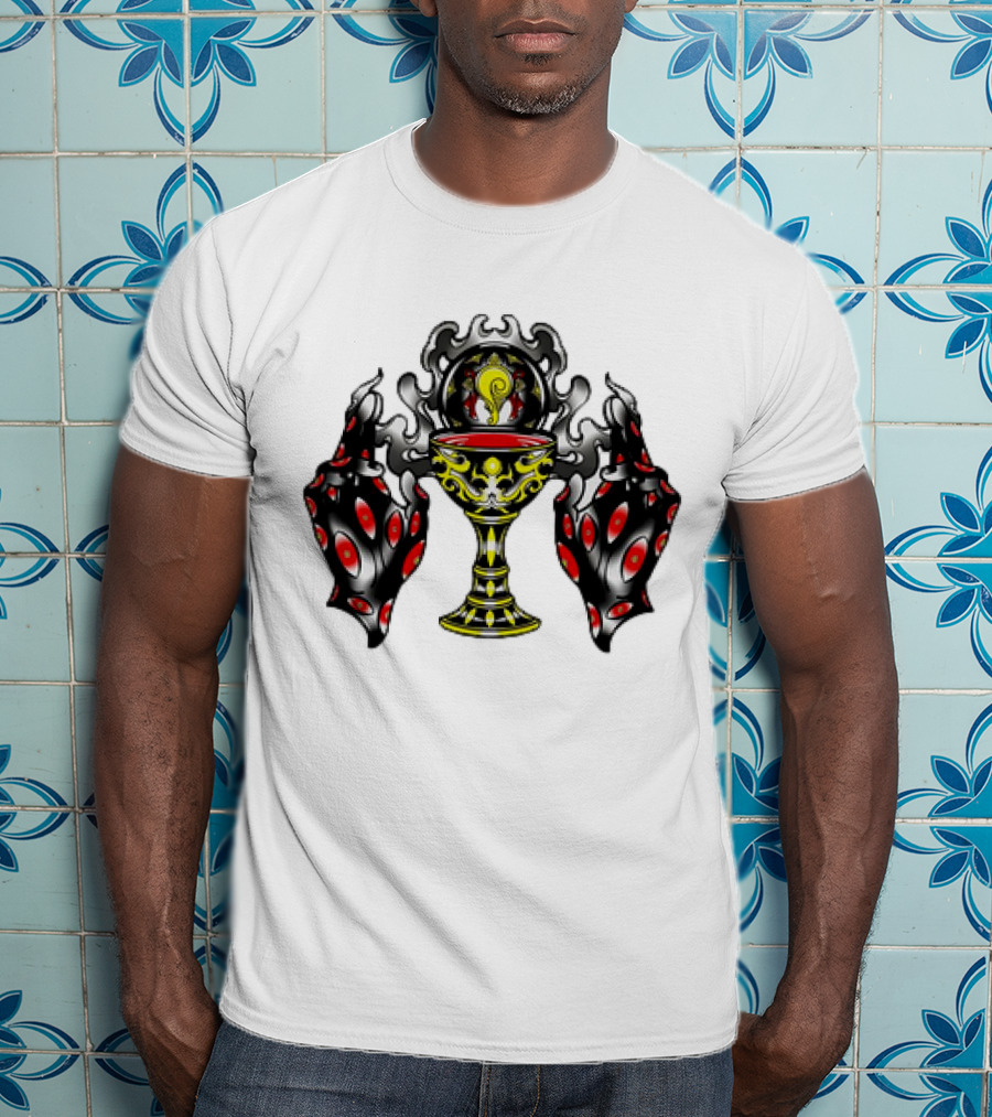 Chalice Hands Classic Red And Black Flame T-Shirt