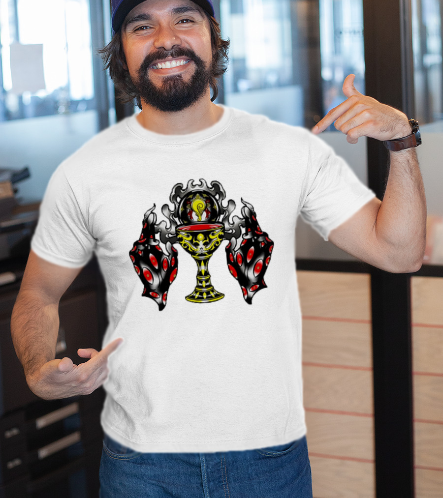 Chalice Hands Classic Red And Black Flame T-Shirt