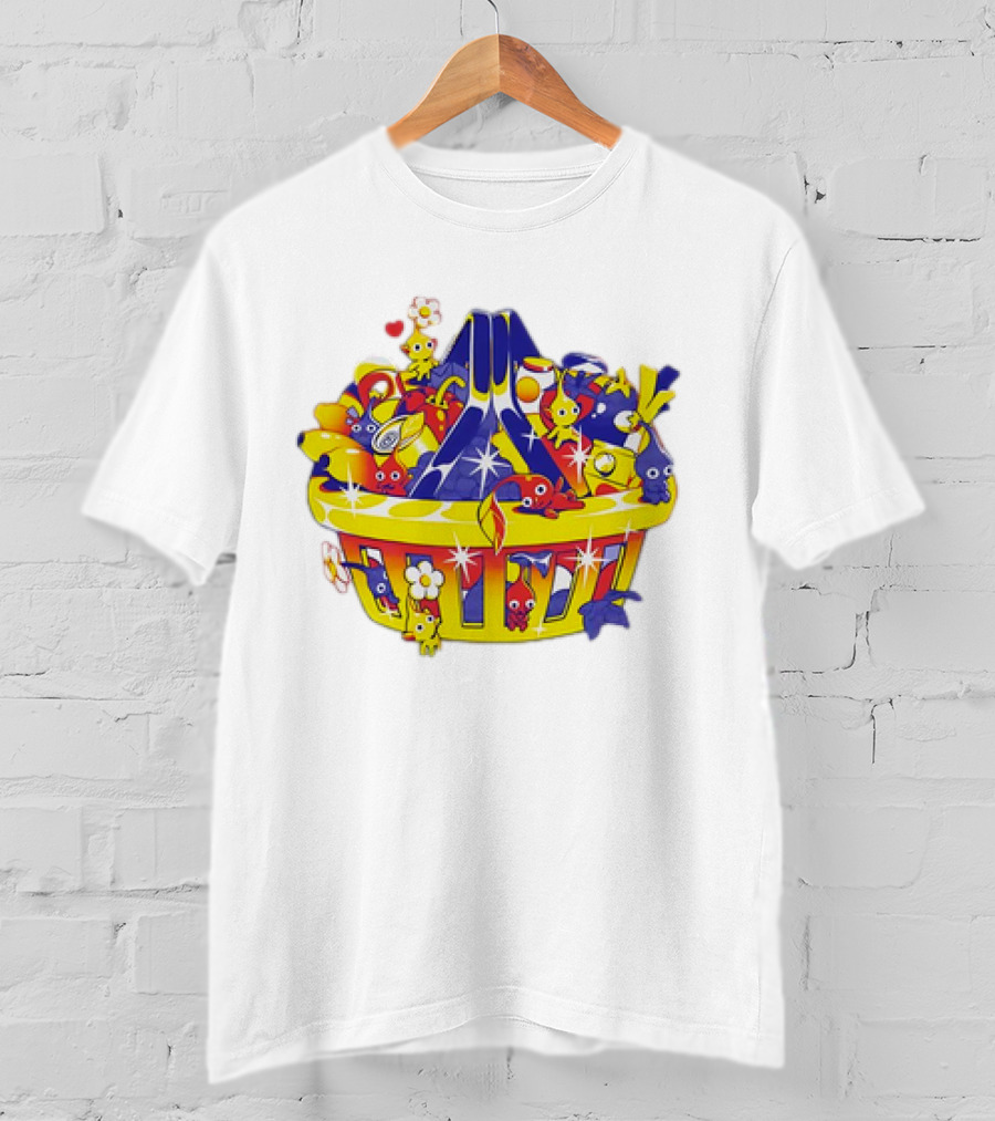 Pikmin Basket Overflowing With Colorful Creatures And Hearts T-Shirt