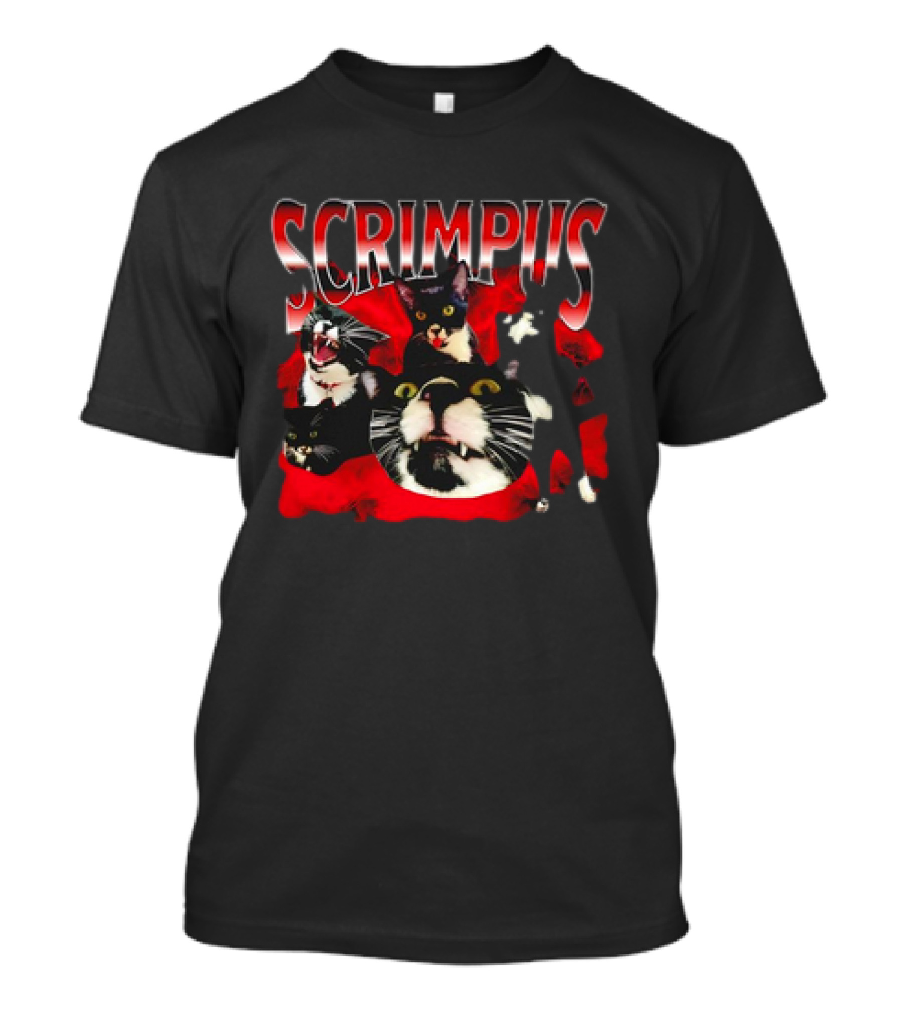 Scrimpus Cat Collage With Black And White Tuxedo Cats T-Shirt