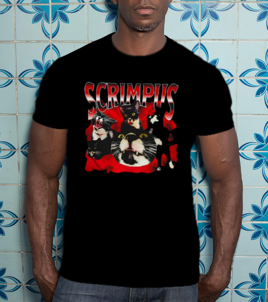 Scrimpus Cat Collage With Black And White Tuxedo Cats T-Shirt