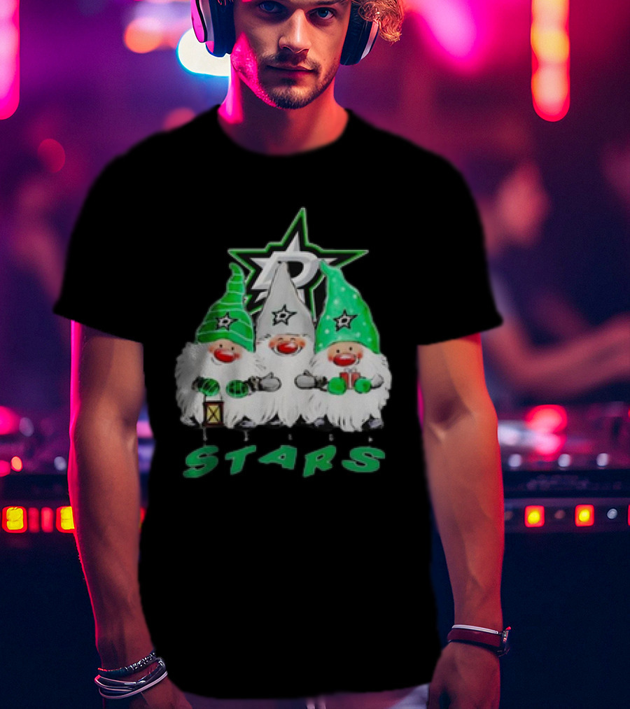 Dallas Stars Christmas Gnomes Festive NHL T-Shirt