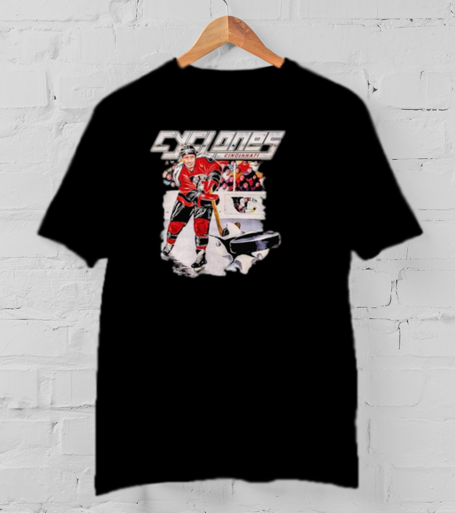 Cincinnati Cyclones Vintage Hockey Player Action Scene T-Shirt