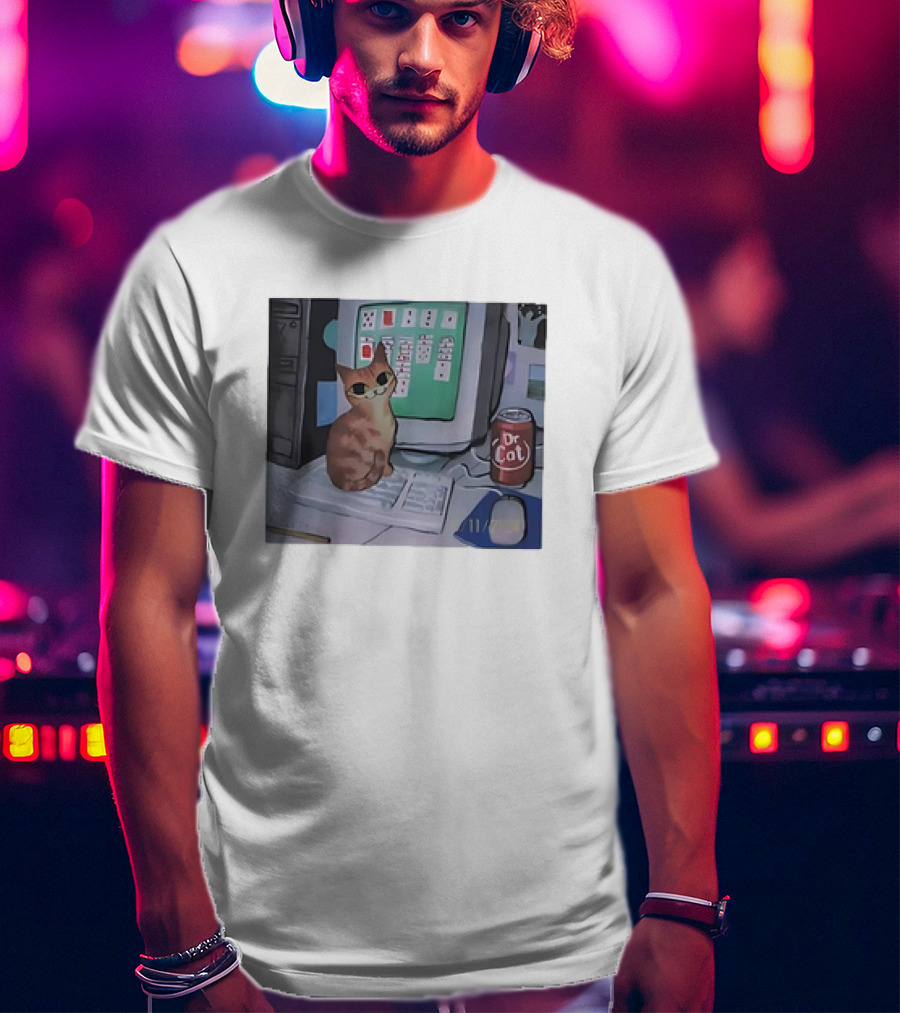 Cat Kelly Pringle Dr Cat Computer Solitaire T-Shirt
