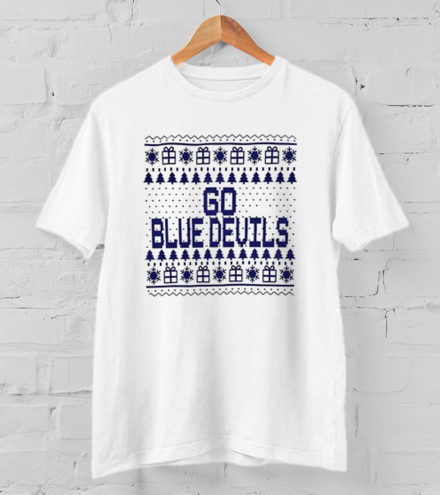 Go Blue Devils Christmas Trees And Snowflakes T-Shirt