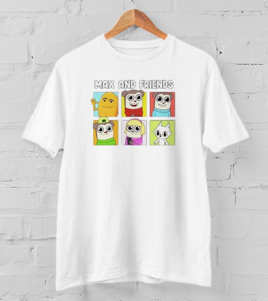 Max And Friends Yellow Blue Red Green Purple Characters T-Shirt