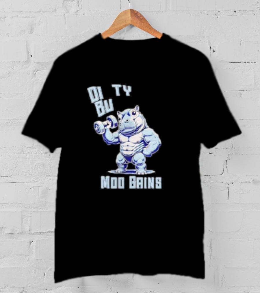 Dirty Bulk Hippo Lifting Moo Gains Gym T-Shirt