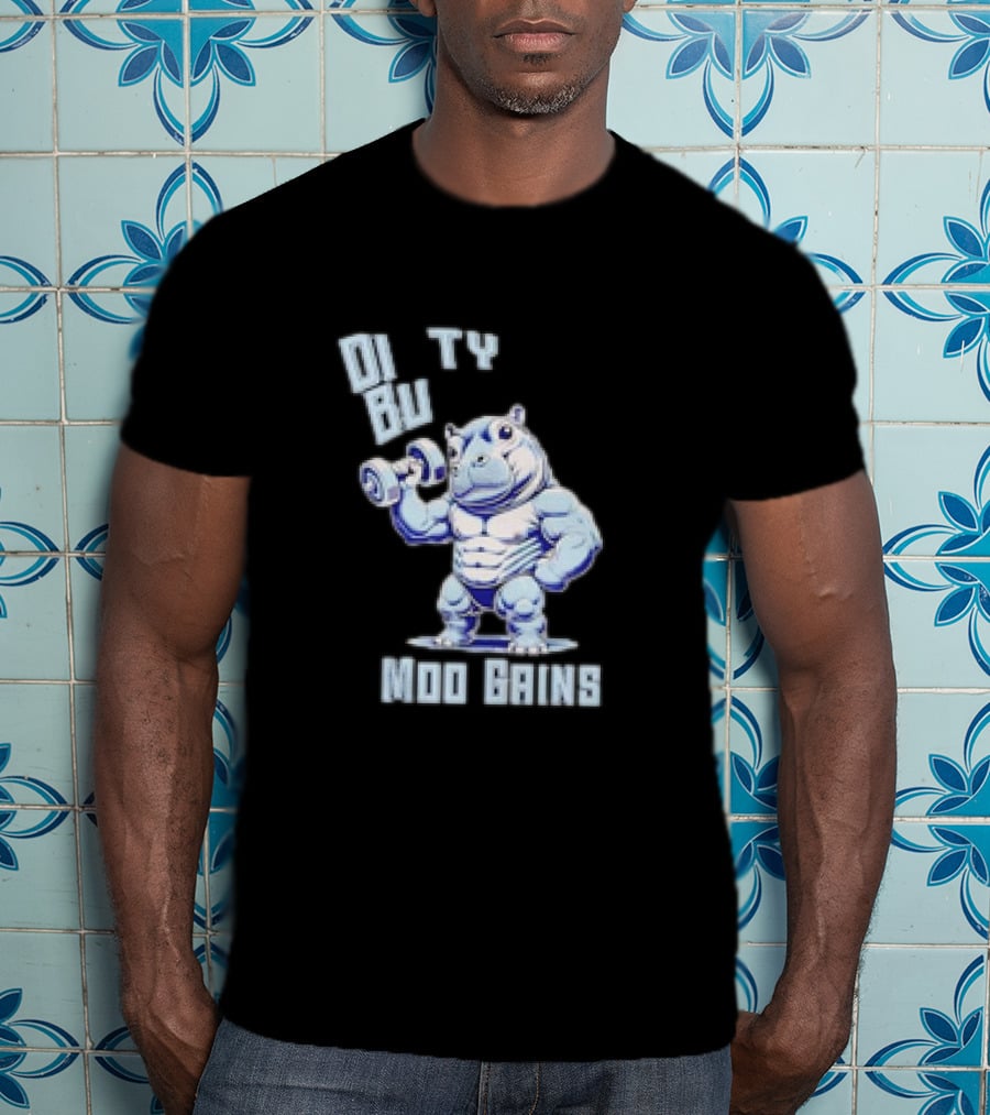 Dirty Bulk Hippo Lifting Moo Gains Gym T-Shirt
