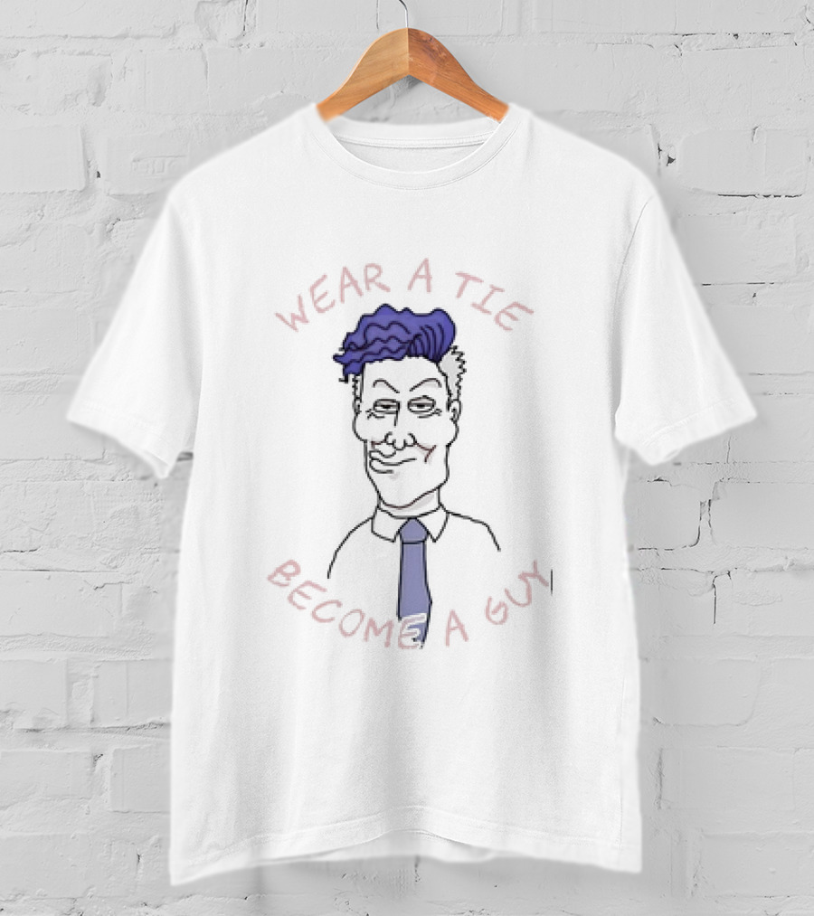 Wear A Tie Become A Guy Cartoon Character With Blue Hair And Necktie T-Shirt