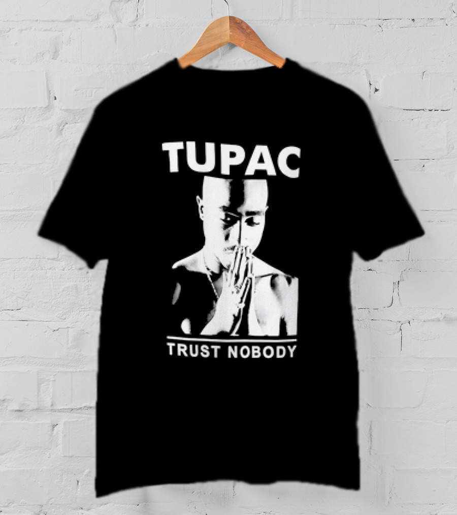 Tupac Trust Nobody Black And White Praying Hands T-Shirt