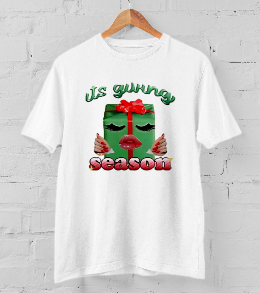 Its Giving Season Christmas Present With Red Lips And Nails T-Shirt