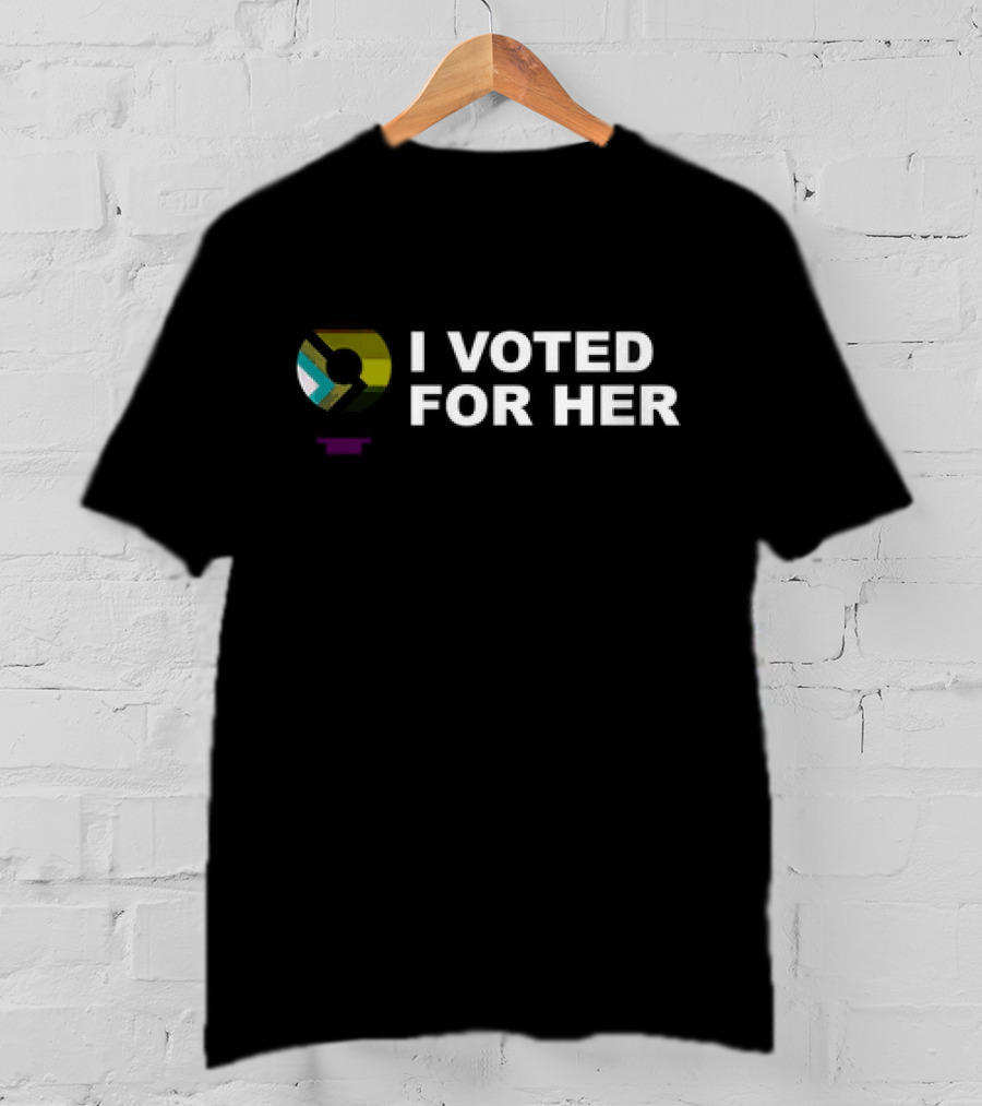 I Voted For Her White Text With Geometric T-Shirt