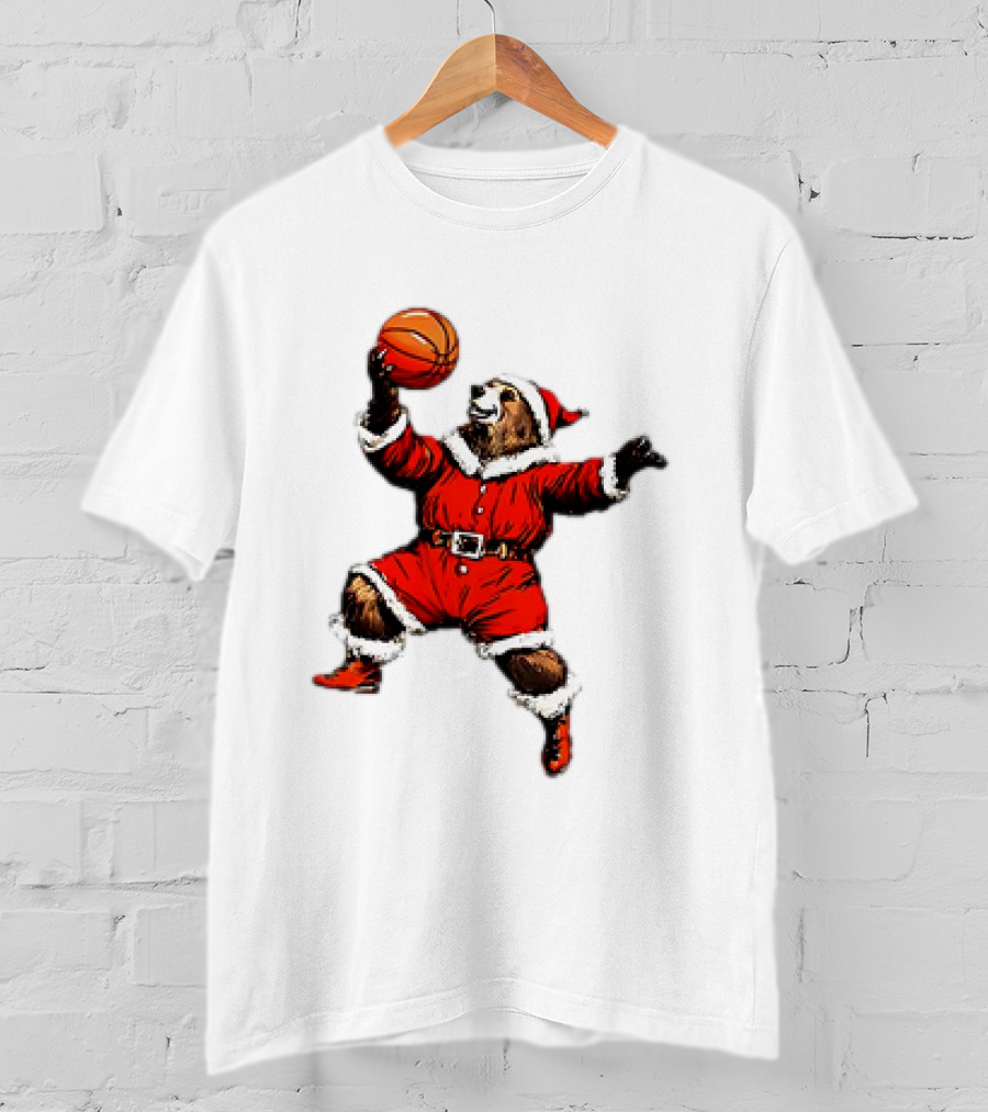 Santa Bear Basketball Holiday T-Shirt