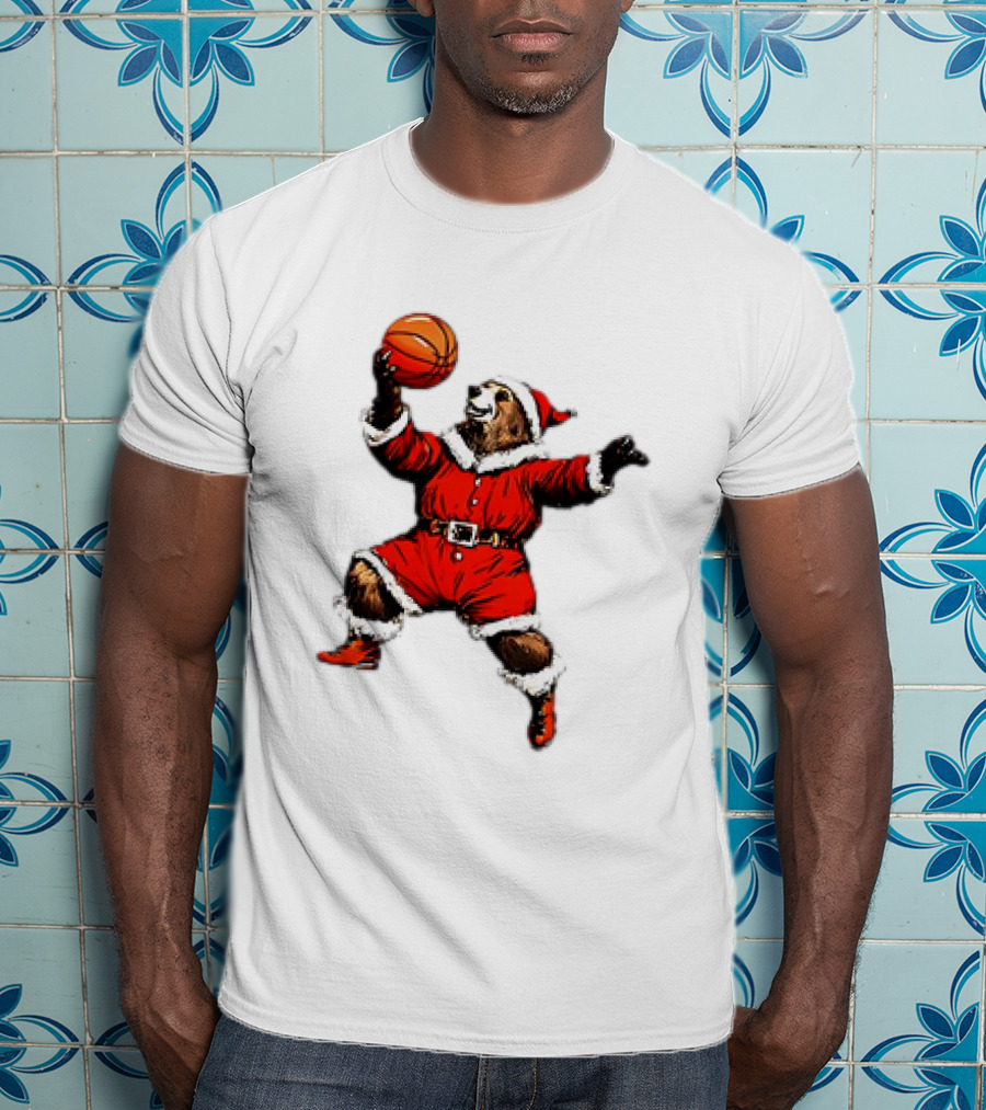 Santa Bear Basketball Holiday T-Shirt