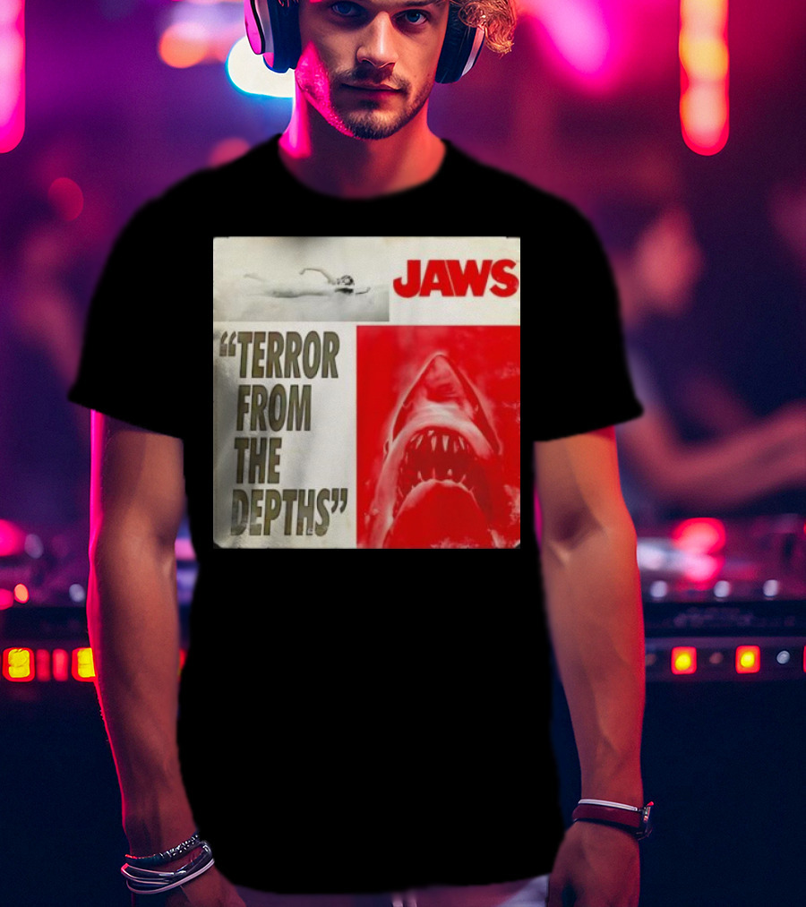 Jaws Terror From The Depths Retro Classic Movie Iconic Shark Attack Scene T-Shirt