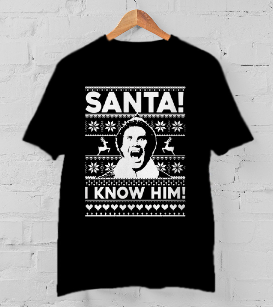 Santa I Know Him Buddy Elf Movie Christmas T-Shirt