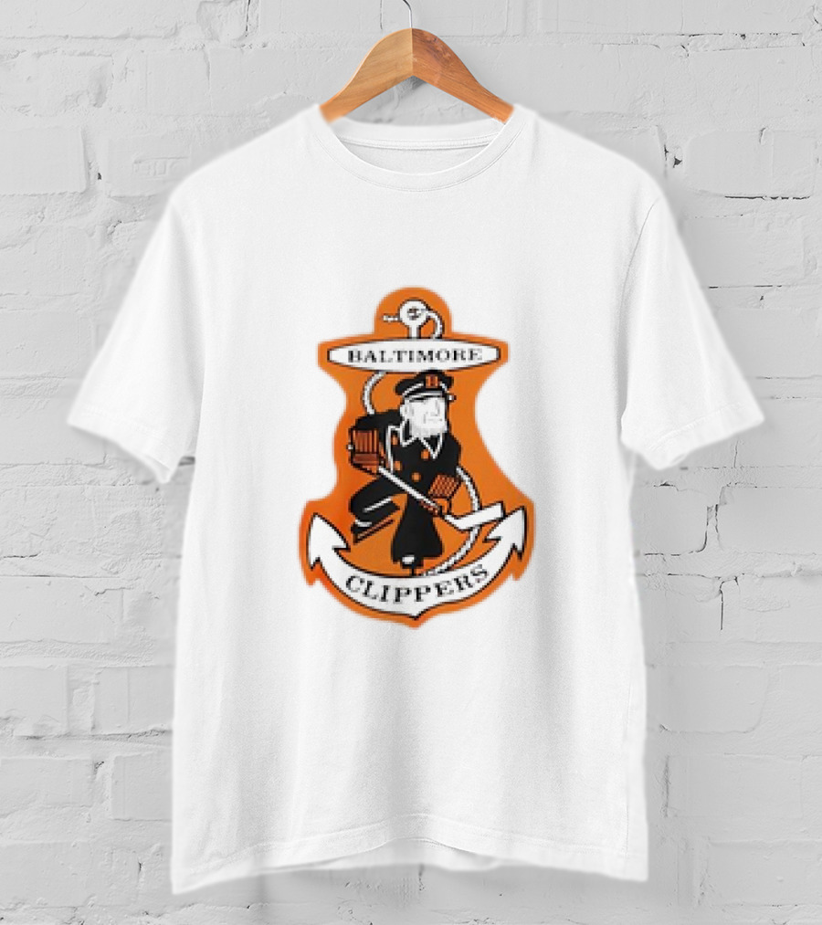 Baltimore Clippers 1962 Retro Style AHL Logo Orange Anchor T-Shirt