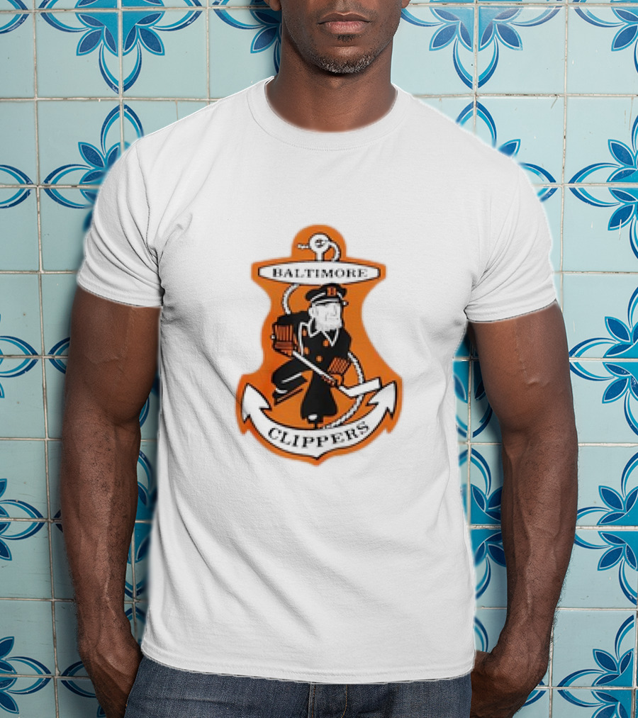 Baltimore Clippers 1962 Retro Style AHL Logo Orange Anchor T-Shirt