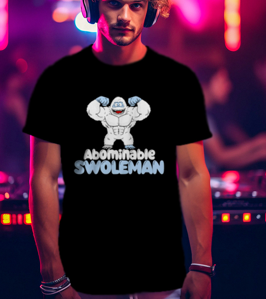 Abominable Swoleman Flexing Cartoon Yeti Meme T-Shirt