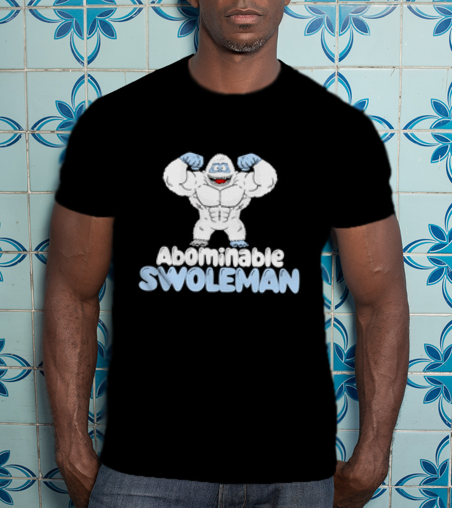 Abominable Swoleman Flexing Cartoon Yeti Meme T-Shirt